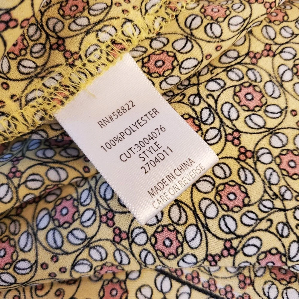 Max Studio Smocked Waist Skirt Womens XL‎ Yellow Floral Print Knee Length Flowy